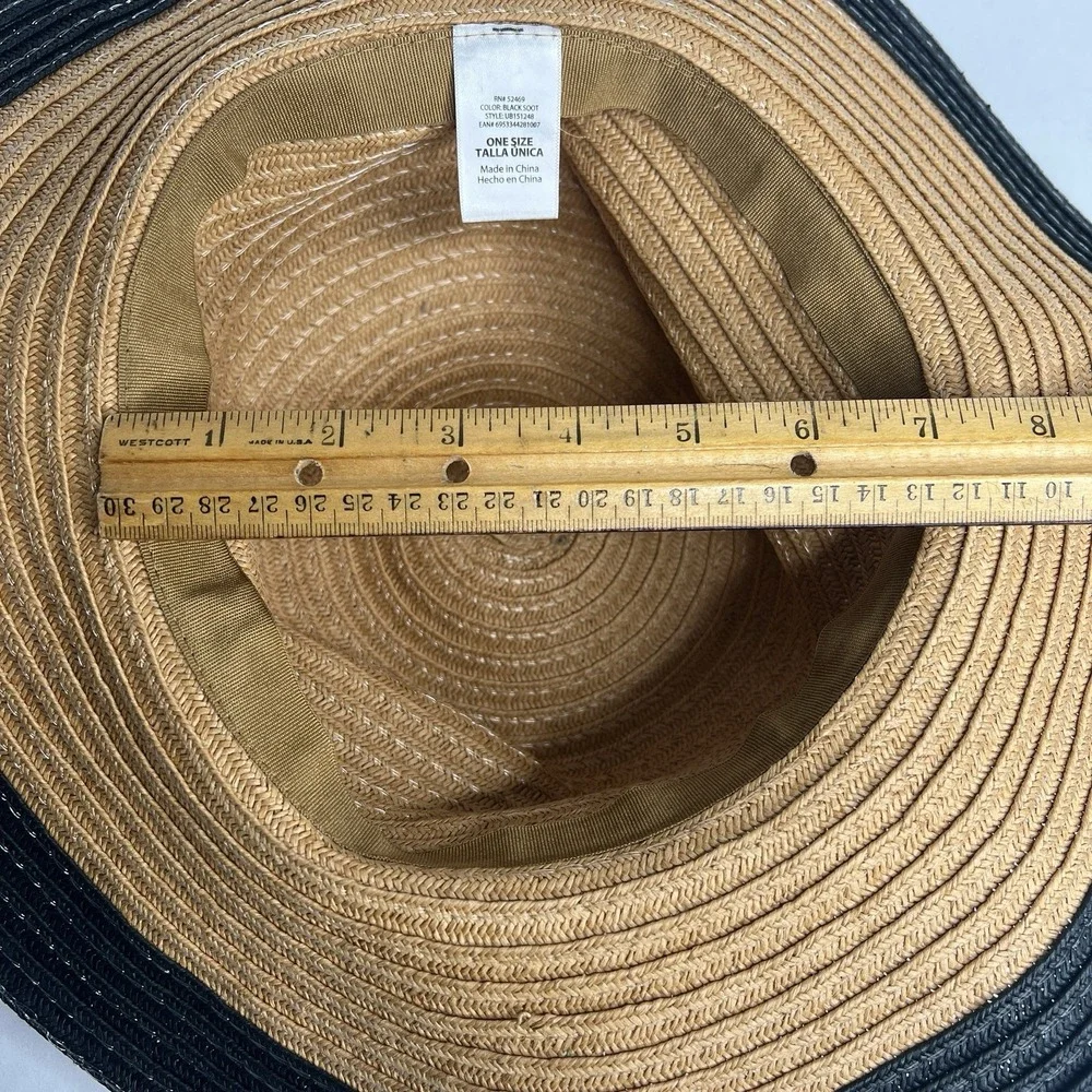 Natural & Black Wide Brim Sun Hat Floppy Outdoor Beach Gardening‎ Cottagecore